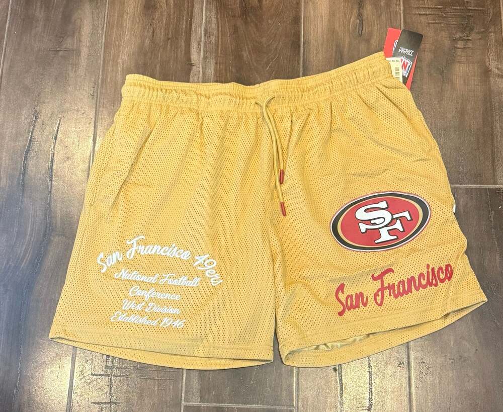 Ultra Game San Francisco 49ers NFL Mesh Athletic Shorts Gold XL